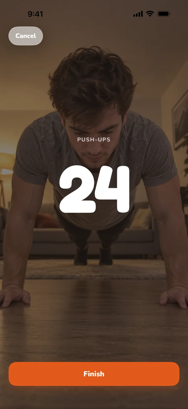 Pushtank’s camera counting 24 push-ups